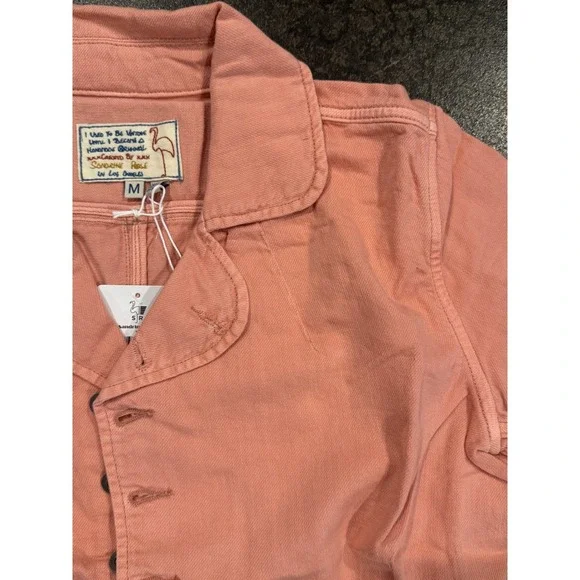 Sandrine Rose Petal Pink Cotton Linen Utility Jacket Blazer M - Picture 8 of 10